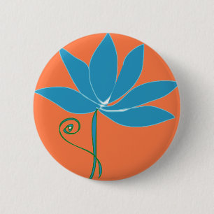 Badge Rond 5 Cm Fleur - Lotus Bleu
