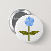 Badge Rond 5 Cm Fleur marguerite Bouton Bleu (Devant & derrière)