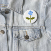 Badge Rond 5 Cm Fleur marguerite Bouton Bleu (En situation)