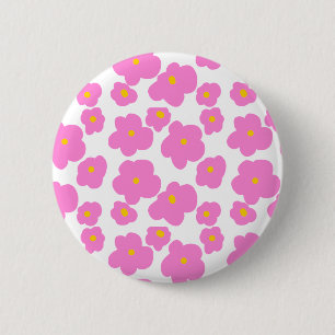 Badge Rond 5 Cm Fleur marguerite rose jaune moderne motif élégant