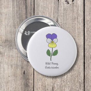 Badge Rond 5 Cm Fleur pastel botanique sauvage de Pansy