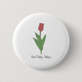 Badge Rond 5 Cm Fleur pastel de Tulipe rouge botanique (Devant)