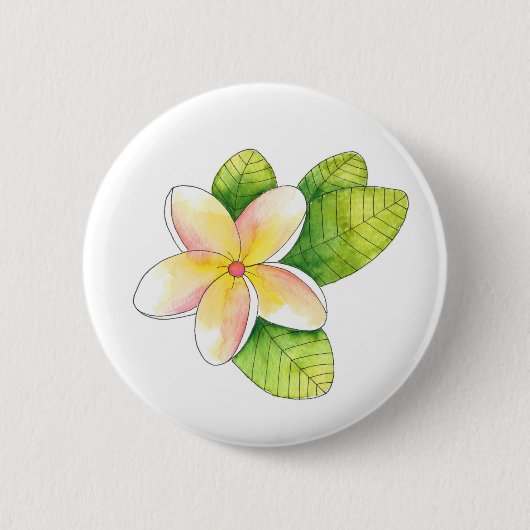 Badge Rond 5 Cm Fleur Plumeria (Devant)