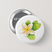 Badge Rond 5 Cm Fleur Plumeria (Devant & derrière)