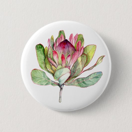 Badge Rond 5 Cm Fleur Protea (Devant)