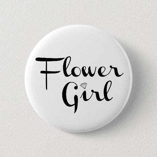 Badge Rond 5 Cm Fleur Retro Script noir sur blanc (Devant)