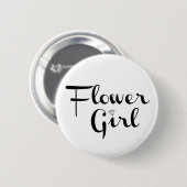 Badge Rond 5 Cm Fleur Retro Script noir sur blanc (Devant & derrière)