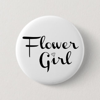 Badge Rond 5 Cm Fleur Retro Script noir sur blanc