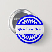 Badge Rond 5 Cm Fleur ronde - Bleu (Devant & derrière)