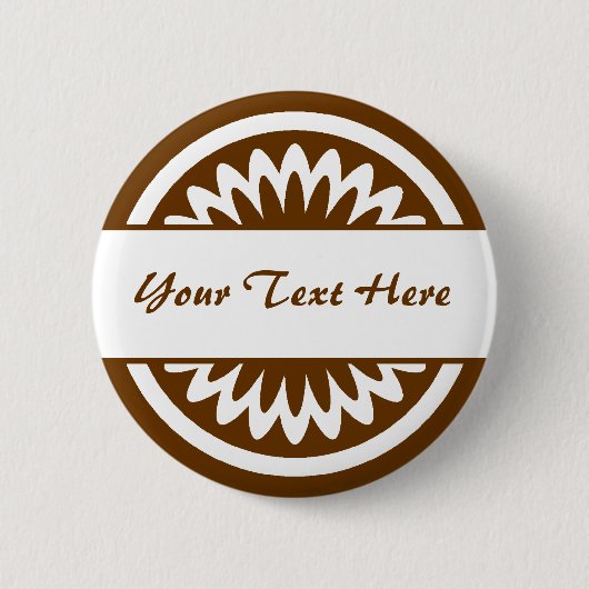 Badge Rond 5 Cm Fleur ronde - Brown (Devant)