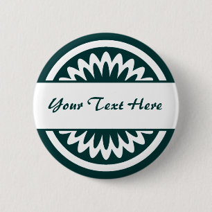 Badge Rond 5 Cm Fleur ronde - Vert foncé