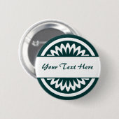 Badge Rond 5 Cm Fleur ronde - Vert foncé (Devant & derrière)