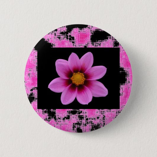 Badge Rond 5 Cm Fleur rose (Devant)