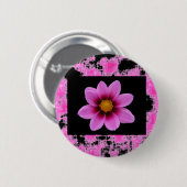 Badge Rond 5 Cm Fleur rose (Devant & derrière)
