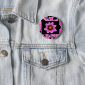 Badge Rond 5 Cm Fleur rose (En situation)