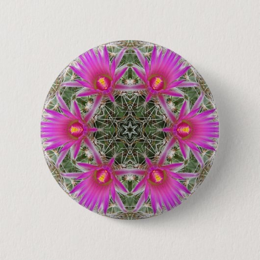 Badge Rond 5 Cm Fleur rose de cactus (Devant)