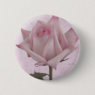 Badge Rond 5 Cm Fleur rose douce