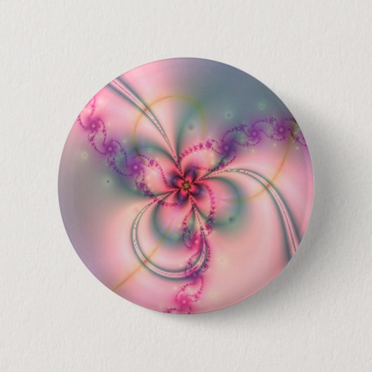 Badge Rond 5 Cm Fleur rose et grise (Devant)