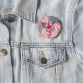 Badge Rond 5 Cm Fleur rose et grise (En situation)