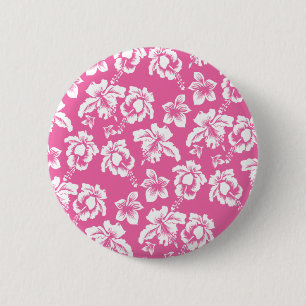 Badge Rond 5 Cm Fleur rose hawaïenne