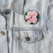 Badge Rond 5 Cm Fleur rose tropicale d'Hawaï (En situation)