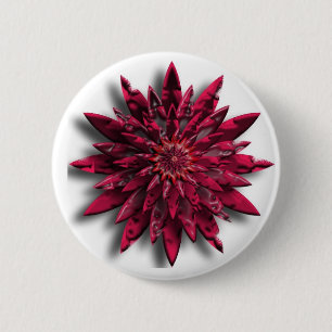 Badge Rond 5 Cm fleur rouge