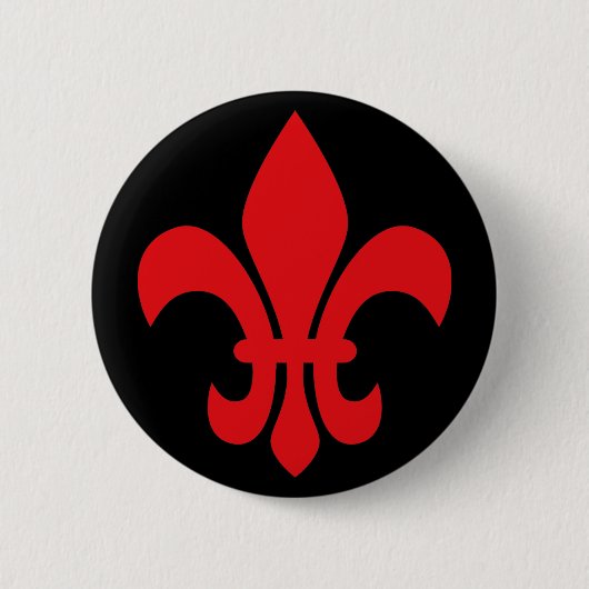 Badge Rond 5 Cm Fleur rouge de Lys (Devant)