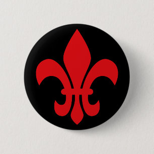 Badge Rond 5 Cm Fleur rouge de Lys