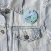 Badge Rond 5 Cm Fleur sauvage bleu (En situation)