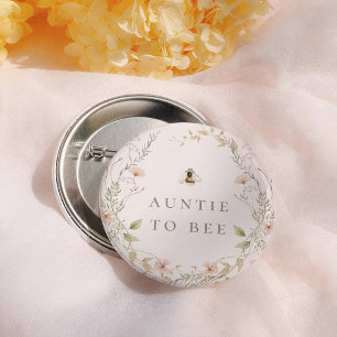 Badge Rond 5 Cm Fleur Sauvage Bohème Bébé Abeille Shower Tante à V