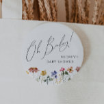 Badge Rond 5 Cm Fleur sauvage coloré Oh Baby<br><div class="desc">Ce bouton coloré fleur sauvage oh bébé est parfait pour votre baby shower d'été simple, lunatique et boho arc-en-ciel. Les fleurs aux couleurs vives, rose, jaune, orange et or donnent à ce produit l'impression d'un jardin de printemps hippie vintage, élégant et minimaliste. Le design moderne est artistique et délicat, représentant...</div>