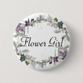 Badge Rond 5 Cm Fleur sauvage d'aquarelle Lavender Flower Girl (Devant)