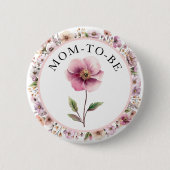 Badge Rond 5 Cm Fleur sauvage d'aquarelle Maman à être bouton - Du (Devant)
