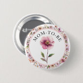 Badge Rond 5 Cm Fleur sauvage d'aquarelle Maman à être bouton - Du (Devant & derrière)