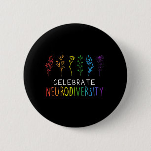 Badge Rond 5 Cm Fleur Sensibilisation sur l'autisme DE NEURODIVERS