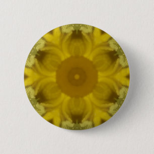 Badge Rond 5 Cm Fleur soleil éclate dorée
