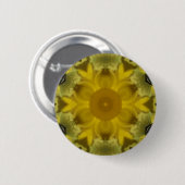 Badge Rond 5 Cm Fleur soleil éclate dorée (Devant & derrière)