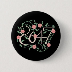 Badge Rond 5 Cm Fleur Subtil Anti Trump 8647 86 47 Bohème