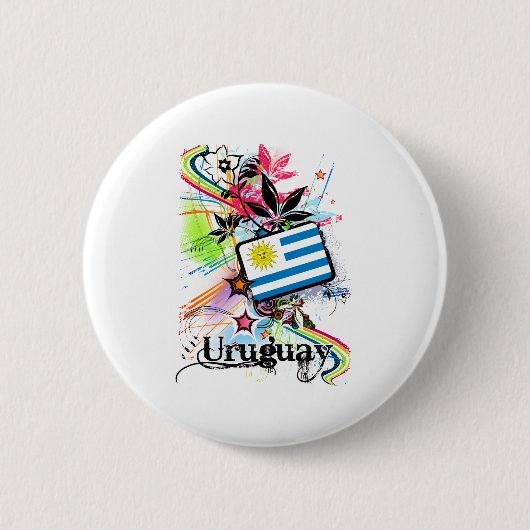 Badge Rond 5 Cm Fleur Uruguay (Devant)