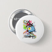 Badge Rond 5 Cm Fleur Uruguay (Devant & derrière)