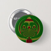 Badge Rond 5 Cm Fleur Vert (Devant & derrière)