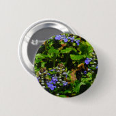 Badge Rond 5 Cm Fleur violette et abeille boursouflante (Devant & derrière)