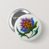 Badge Rond 5 Cm Fleur vive brodée à la main (Devant & derrière)