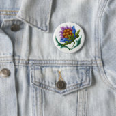 Badge Rond 5 Cm Fleur vive brodée à la main (En situation)