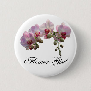 Badge Rond 5 Cm fleuriste fleurs d'orchidée rose bouton de mariage