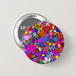 Badge Rond 5 Cm Fleurs