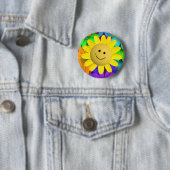 Badge Rond 5 Cm Fleurs à visage joyeux (En situation)