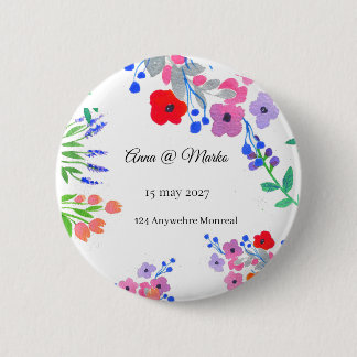 Badge Rond 5 Cm Fleurs aquarelle