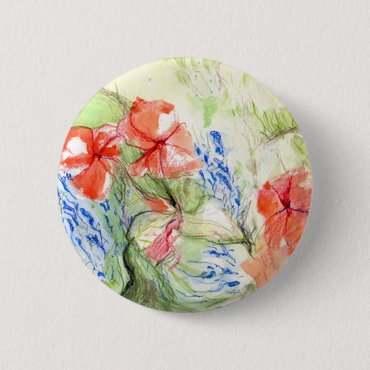 Badge Rond 5 Cm Fleurs Balsam et Lobelia (Devant)
