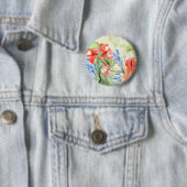 Badge Rond 5 Cm Fleurs Balsam et Lobelia (En situation)